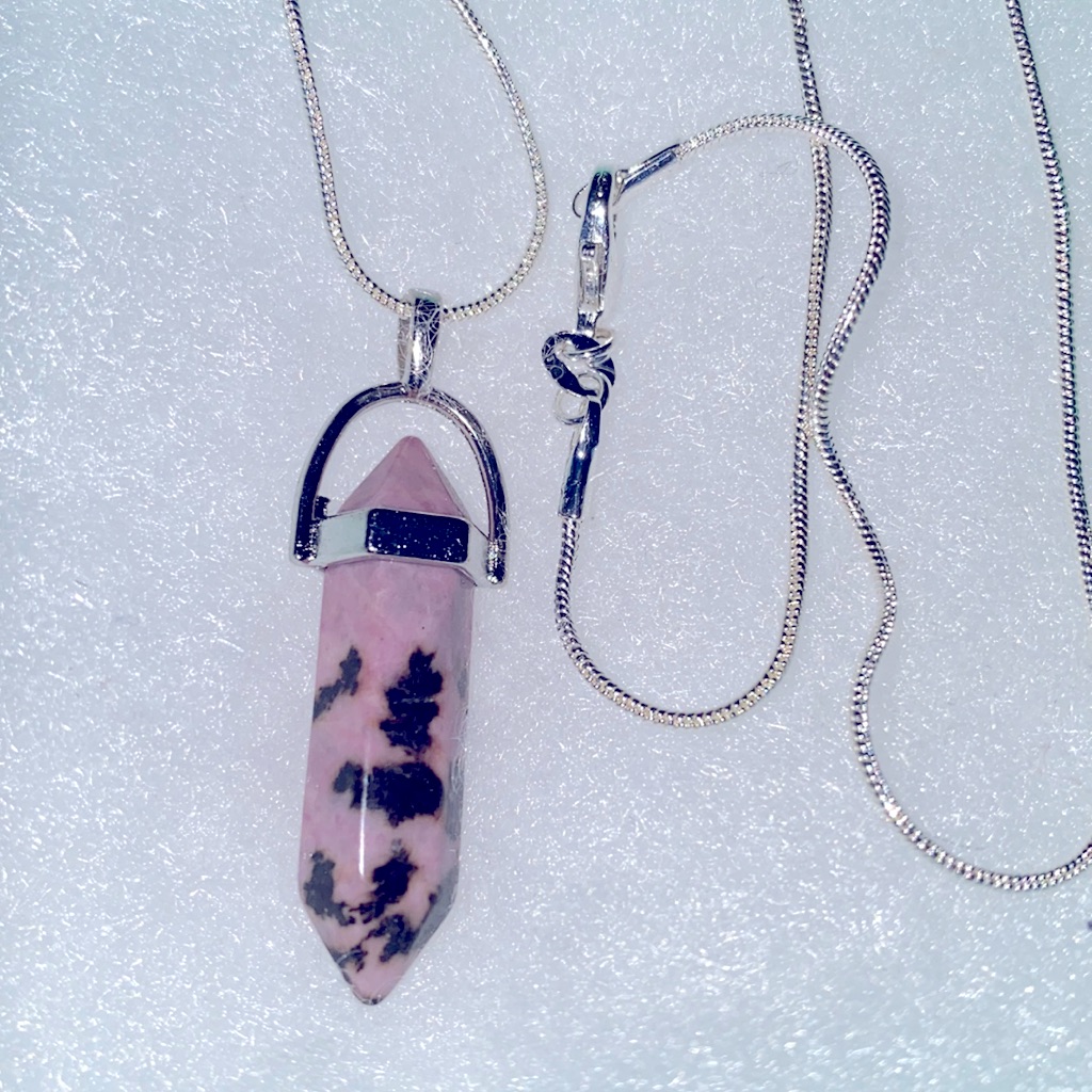 Black And Pink Jasper Sterling Silver 24 Necklace 20$